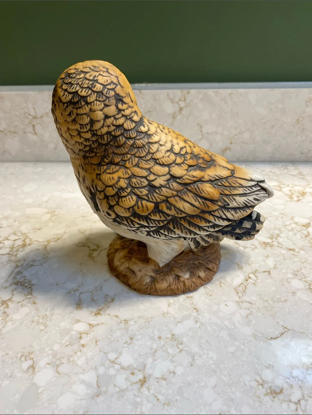 Vintage Barn Owl Bird Figurine - Brown and Cream